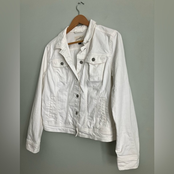 UNIVERSAL THREAD White Denim Minimalistic Jean Jacket Size L - Picture 6 of 11